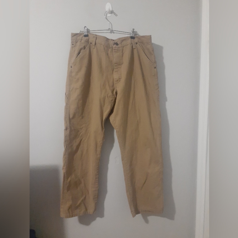 Wrangler Mens Khaki Carpenter Pants 40x30 Relaxed Tech Pocket